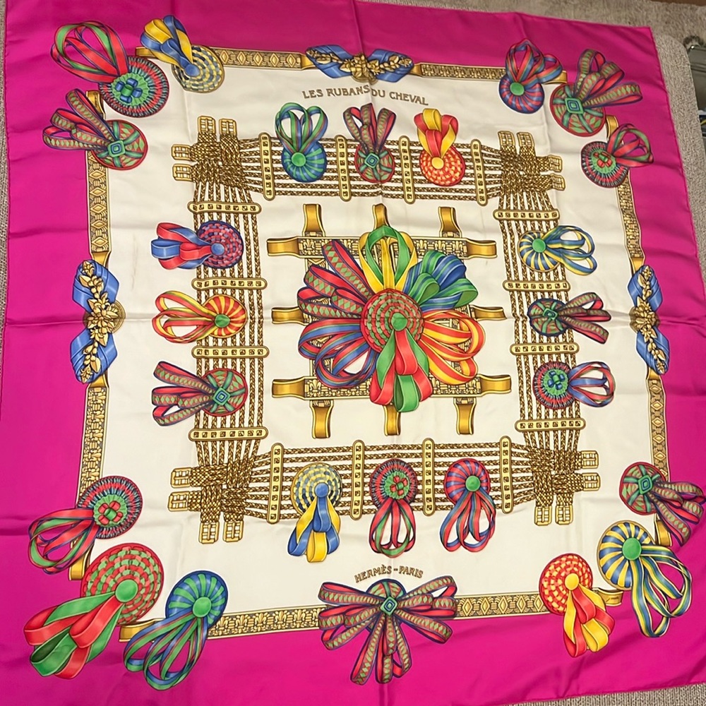 Hermes Carre 90 Silk Scarf “Les Rubans du Cheval”